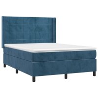 vidaXL Boxspringbett mit Matratze &amp; LED Dunkelblau 140x190 cm Samt