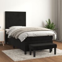 vidaXL Boxspringbett mit Matratze Schwarz 90x190 cm Samt