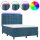 vidaXL Boxspringbett mit Matratze &amp; LED Dunkelblau 140x190 cm Samt