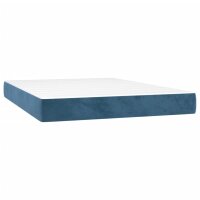 vidaXL Boxspringbett mit Matratze &amp; LED Dunkelblau 140x190 cm Samt