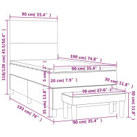 vidaXL Boxspringbett mit Matratze Rosa 90x190 cm Samt