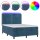 vidaXL Boxspringbett mit Matratze &amp; LED Dunkelblau 140x190 cm Samt