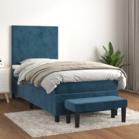 vidaXL Boxspringbett mit Matratze Dunkelblau 90x190 cm Samt