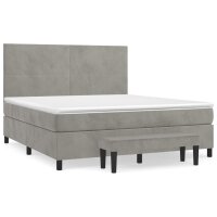 vidaXL Boxspringbett mit Matratze Hellgrau 160x200 cm Samt