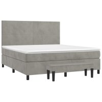 vidaXL Boxspringbett mit Matratze Hellgrau 160x200 cm Samt