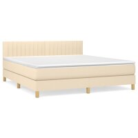 vidaXL Boxspringbett mit Matratze Creme 160x200 cm Stoff