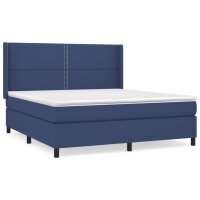 vidaXL Boxspringbett mit Matratze Blau 160x200 cm Stoff