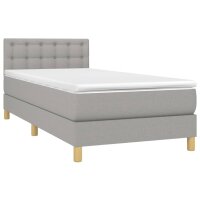 vidaXL Boxspringbett mit Matratze &amp; LED Hellgrau 80x200 cm Stoff