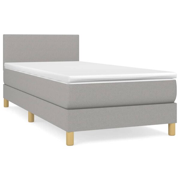 vidaXL Boxspringbett mit Matratze Hellgrau 80x200 cm Stoff