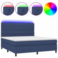 vidaXL Boxspringbett mit Matratze &amp; LED Blau 160x200 cm Stoff