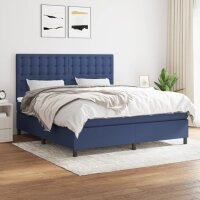 vidaXL Boxspringbett mit Matratze Blau 160x200 cm Stoff