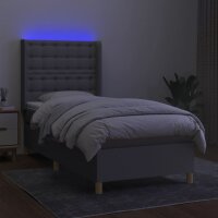 vidaXL Boxspringbett mit Matratze &amp; LED Hellgrau 80x200 cm Stoff