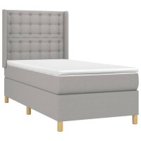 vidaXL Boxspringbett mit Matratze &amp; LED Hellgrau 80x200 cm Stoff