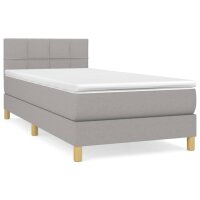 vidaXL Boxspringbett mit Matratze Hellgrau 80x200 cm Stoff