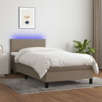 vidaXL Boxspringbett mit Matratze &amp; LED Taupe 100x200 cm Stoff