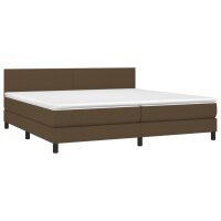 vidaXL Boxspringbett mit Matratze &amp; LED Dunkelbraun 200x200 cm Stoff