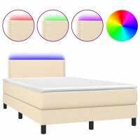 vidaXL Boxspringbett mit Matratze &amp; LED Creme 120x200 cm Stoff