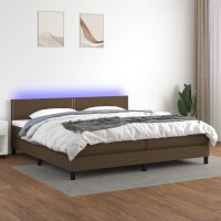 vidaXL Boxspringbett mit Matratze &amp; LED Dunkelbraun 200x200 cm Stoff