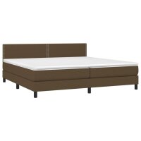 vidaXL Boxspringbett mit Matratze &amp; LED Dunkelbraun 200x200 cm Stoff