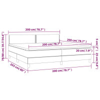 vidaXL Boxspringbett mit Matratze &amp; LED Dunkelbraun 200x200 cm Stoff