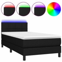 vidaXL Boxspringbett mit Matratze &amp; LED Schwarz 80x200 cm Stoff