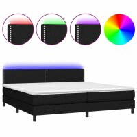 vidaXL Boxspringbett mit Matratze &amp; LED Schwarz 200x200 cm Stoff