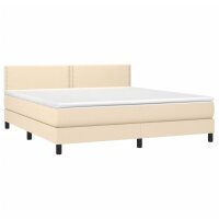 vidaXL Boxspringbett mit Matratze &amp; LED Creme 180x200 cm Stoff