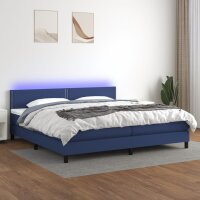 vidaXL Boxspringbett mit Matratze &amp; LED Blau 200x200 cm Stoff