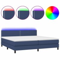 vidaXL Boxspringbett mit Matratze &amp; LED Blau 200x200 cm Stoff