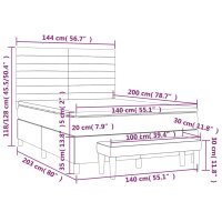 vidaXL Boxspringbett mit Matratze Hellgrau 140x200 cm Samt