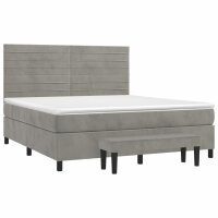 vidaXL Boxspringbett mit Matratze Hellgrau 160x200 cm Samt