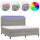 vidaXL Boxspringbett mit Matratze &amp; LED Hellgrau 200x200 cm Samt