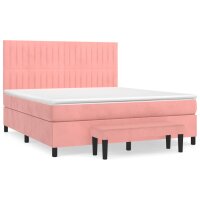 vidaXL Boxspringbett mit Matratze Rosa 180x200 cm Samt