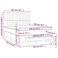 vidaXL Boxspringbett mit Matratze Dunkelgrau 140x200 cm Samt