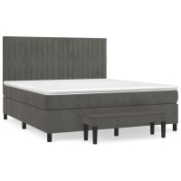 vidaXL Boxspringbett mit Matratze Dunkelgrau 160x200 cm Samt