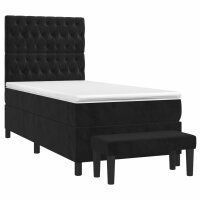 vidaXL Boxspringbett mit Matratze Schwarz 90x190 cm Samt