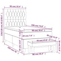 vidaXL Boxspringbett mit Matratze Schwarz 90x190 cm Samt