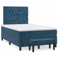 vidaXL Boxspringbett mit Matratze Dunkelblau 120x200 cm Samt