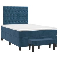 vidaXL Boxspringbett mit Matratze Dunkelblau 120x200 cm Samt