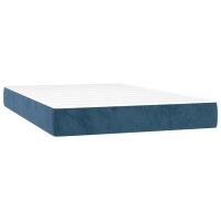 vidaXL Boxspringbett mit Matratze Dunkelblau 120x200 cm Samt