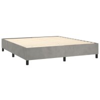 vidaXL Boxspringbett mit Matratze Hellgrau 200x200 cm Samt