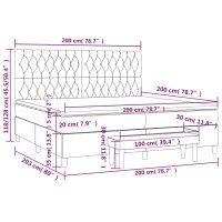 vidaXL Boxspringbett mit Matratze Hellgrau 200x200 cm Samt