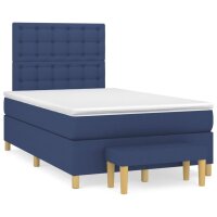 vidaXL Boxspringbett mit Matratze Blau 120x200 cm Stoff