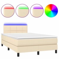 vidaXL Boxspringbett mit Matratze &amp; LED Creme 120x200 cm Stoff