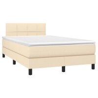 vidaXL Boxspringbett mit Matratze &amp; LED Creme 120x200 cm Stoff