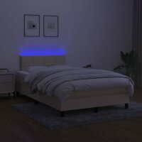 vidaXL Boxspringbett mit Matratze &amp; LED Creme 120x200 cm Stoff