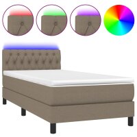 vidaXL Boxspringbett mit Matratze &amp; LED Taupe 100x200 cm Stoff