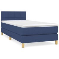 vidaXL Boxspringbett mit Matratze Blau 100x200 cm Stoff