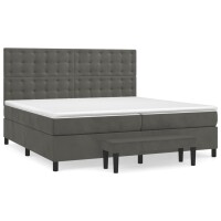 vidaXL Boxspringbett mit Matratze Dunkelgrau 200x200 cm Samt