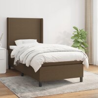 vidaXL Boxspringbett mit Matratze Dunkelbraun 90x190 cm Stoff